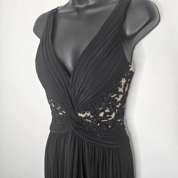SHERRI HILL  Gown Maxi Dress Sz 2 Black Designer Wedding Guest Prom Black Tie - Picture 2 of 16